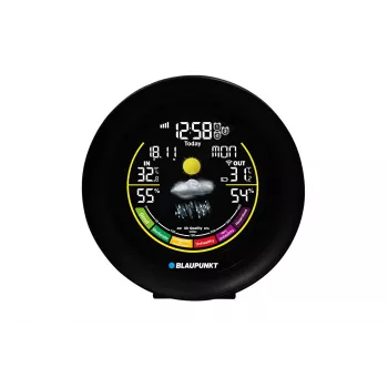 Oro stotelė BLAUPUNKT WS35BK APP – LCD ekranas, temperatūra ir drėgmė, signalizacija, kalendorius, programėlės valdymas, 94×94×27 mm