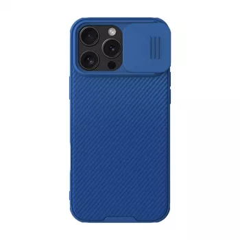 Apsauginis dėklas Nillkin CamShield Pro, skirtas iPhone 16 Pro Max, mėlynas, su slankiojančiu fotoaparato dangteliu