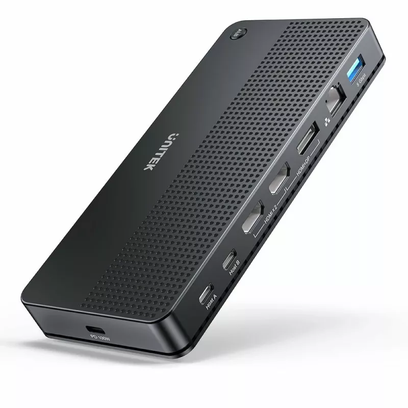 Docking stotelė UNITEK D1103A01 USB4 laidinė juoda 100W Power Delivery