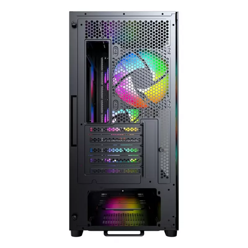 Montech X5M (B) juodas Micro Tower kompiuterio korpusas – Micro-ATX/Mini-ITX, 3x120mm priekyje, 1x120mm gale, palaiko ATX maitinimo šaltinį, 2x3,5 colio + 4x2,5 colio diskų vietos