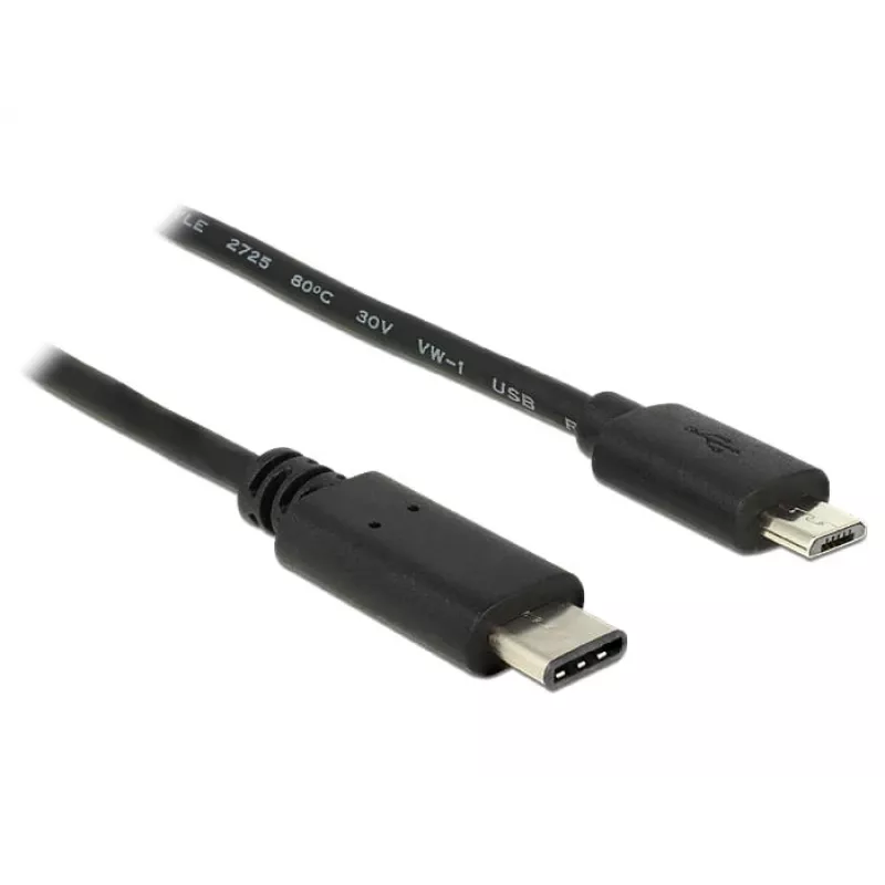 USB kabelis DeLOCK 0,5m USB 2.0 C – Micro-USB B juodas