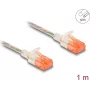Tinklo kabelis DeLOCK RJ45 Cat.6A U/UTP Slim 1m permatomas