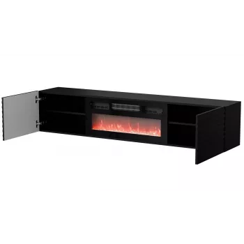 Cama RTV spintelė TULA 183x35x37 juodas matinis + juodas židinys
