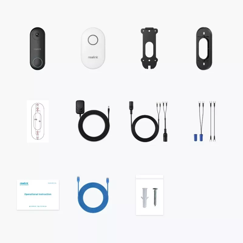 Reolink D340W – 5MP vaizdo durų skambutis su garsiniu signalu, 2,4/5 GHz Wi-Fi, asmens aptikimu, dvipusiu garsu, veikia su NVR