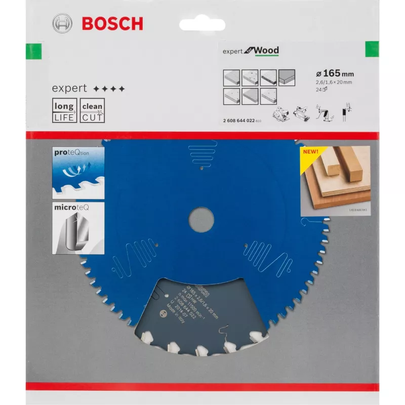 Bosch Expert for Wood 2608644022 diskinio pjūklo diskas, 165 mm, 24 dantys, 20 mm kiaurymė