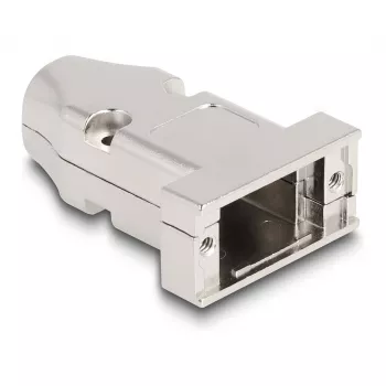 Kabelio gaubtas DELOCK D-Sub korpusui 9 kontaktų vyriškam/moteriškam su įtempimo reljefu, sidabrinis, plastikinis, 31,6×46,2×15,6 mm