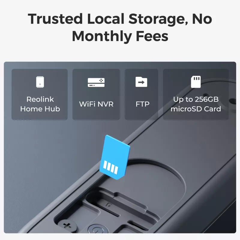 Reolink D340B belaidis vaizdo durų skambutis su skambučio imtuvu ir 64GB microSD kortele