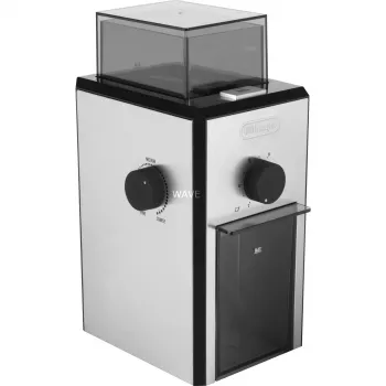 Kavos malūnėlis De’Longhi KG89 — 120 g pupelių talpa, 110 W, 12 puodelių, nerūdijančio plieno ir plastiko korpusas