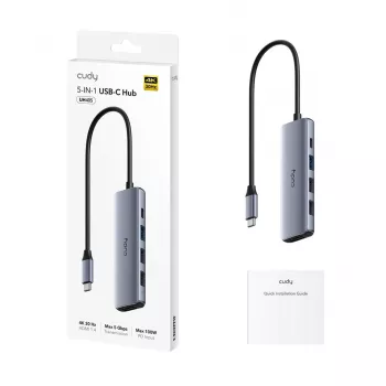 CUDY UH405 5-in-1 USB-C centras su HDMI 4K