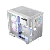 PC korpusas MODECOM Volcano Panorama Midi Tower baltas – micro ATX, grūdintas stiklas, ARGB, USB-C, palaiko GPU iki 400 mm