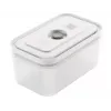 Vakuuminis indas ZWILLING 36807-007-0, plastikinis stačiakampis maisto indas, 1,1 l ir 2,3 l, sandariai užsidarantis dangtelis, išimamas, permatomas baltas
