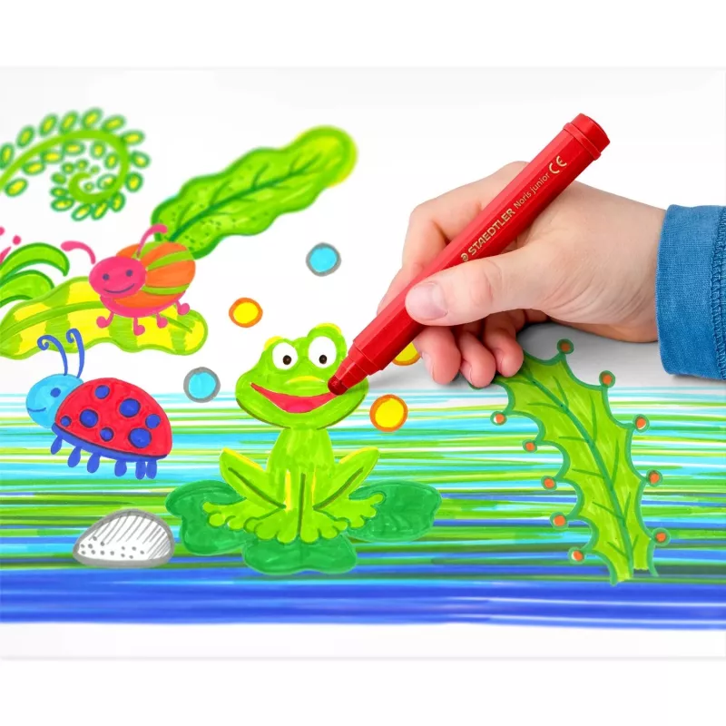 Staedtler 329 C6 flomasteriai – 6 spalvų (mėlyna, ruda, žalia, rožinė, raudona, geltona), stora antgalis