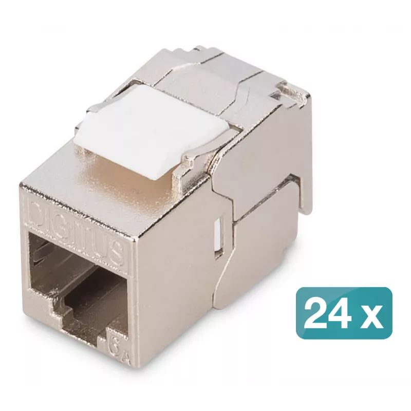 „Digitus“ CAT 6A kompaktiškas kištukinis modulis, ekranuotas, be įrankių montavimas, 24 vnt.