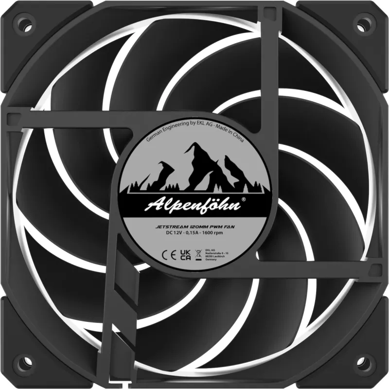 ALPENFÖHN Jetstream 120mm PWM korpuso ventiliatorius – juodas