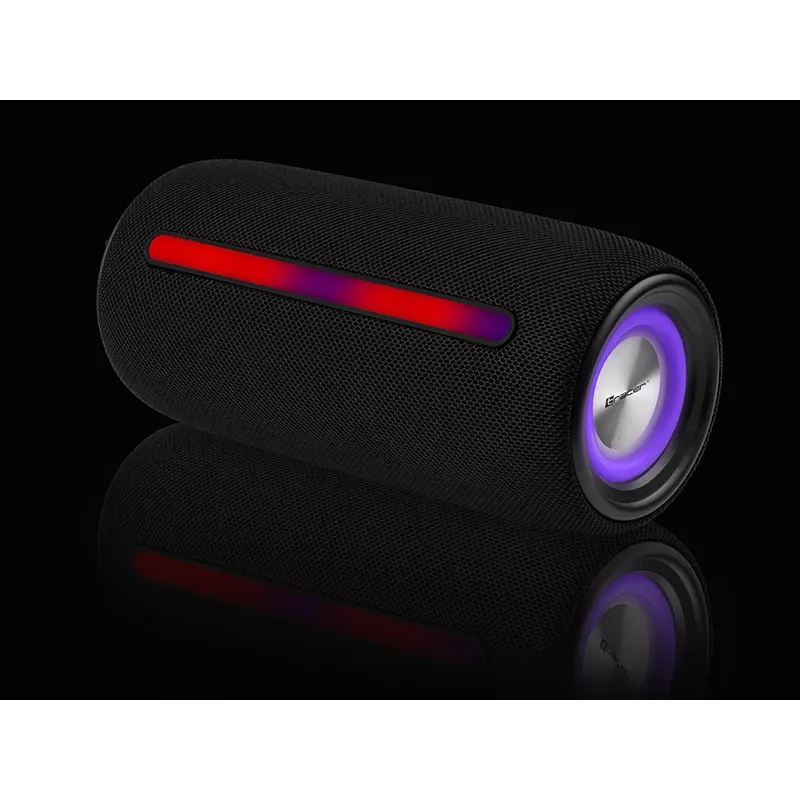 Nešiojamas stereofoninis garsiakalbis TRACER Stripe Black - 10 W RMS, Bluetooth / Laidinis, USB-A ir USB-C, MicroSD, įmontuota baterija (iki 5 h)