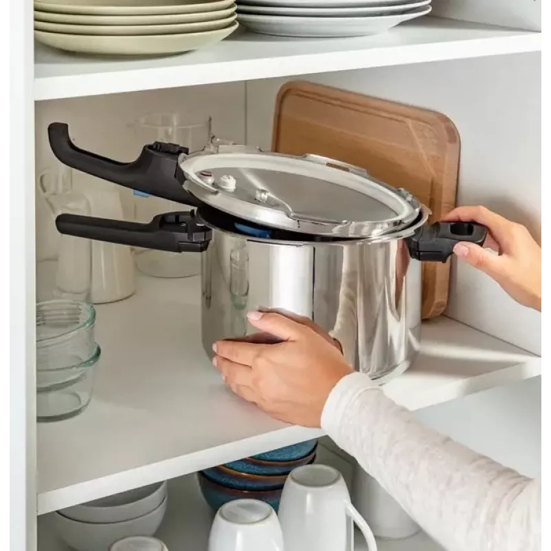 Slėginė viryklė Tefal SECURE TRENDY 6L su nerūdijančio plieno garinimo krepšeliu, tinka indukcinėms kaitlentėms