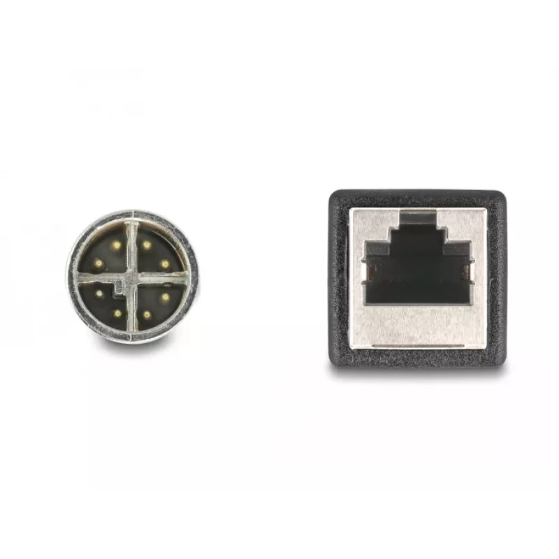 DeLOCK M12 adapterio kabelis X-coded 8 kontaktų kištukas į RJ45 lizdą 50 cm