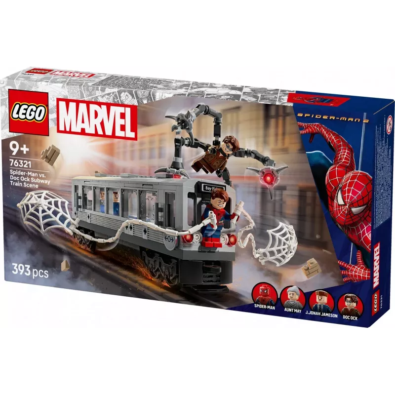 LEGO Marvel Super Heroes 76321 Spider-Man Doc Ock Subway Showdown statybinis rinkinys, 393 detalės, 4 minifigūrėlės, amžius 9+
