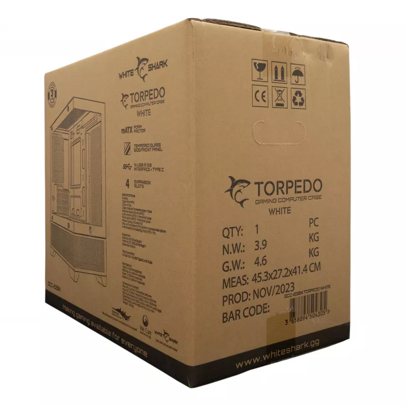 Kompiuterio korpusas White Shark GCC-2304 Torpedo ATX baltas