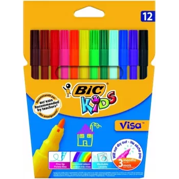 Plonas rašiklis BIC Visa Multicolour 12 vnt