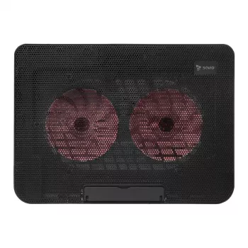 Aušinimo stovas nešiojamam kompiuteriui SAVIO COS-02, 2 ventiliatoriai po 14 cm, USB maitinimas, tinka iki 17,3 colio, juodas