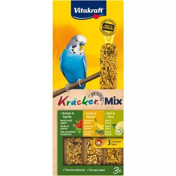 VITAKRAFT Cracker Mix Bananas, kiviai, pipirai – skanėstai banguotosioms papūgėlėms – 3 vnt.