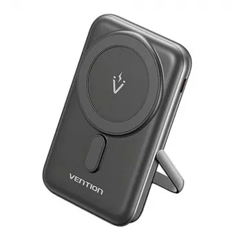 Power bank Vention 10000mAh magnetinis belaidis 20W, 1×USB-C, juodas
