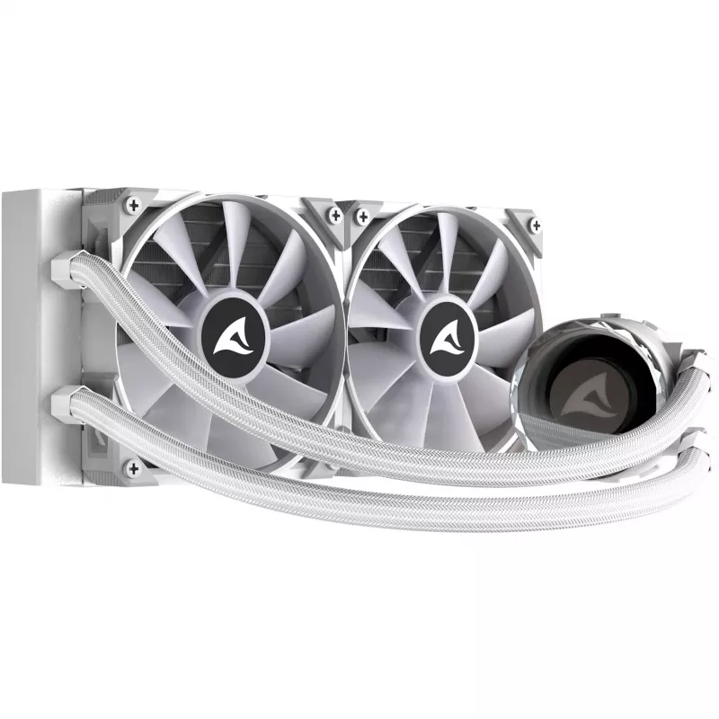 S80 RGB White AIO 240 mm, skystas aušinimas baltas