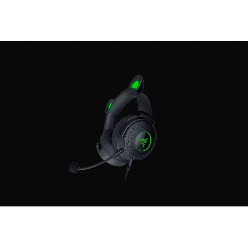 Razer Kraken V2 Pro Kitty Edition – laidinis žaidimų ausinių rinkinys, juodas, viršugalvinis