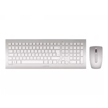 CHERRY DW 8000 belaidis klaviatūros ir pelės rinkinys RF, QWERTZ vokiečių išdėstymas, sidabrinis, baltas