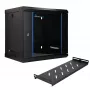 EXTRALINK LITE 9U 530x400 sieninis stelažinis kabinetas juodas su lentyna