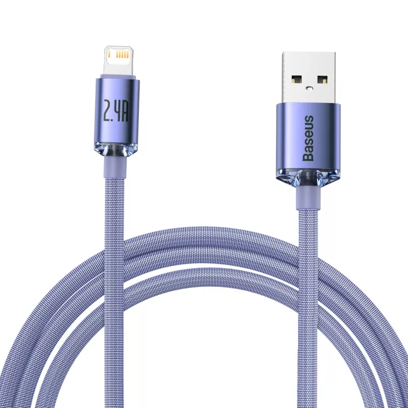 Baseus Crystal Shine USB į Lightning laidas, 2,4A, 2m (violetinis)