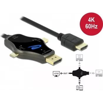 Monitoro kabelis DeLOCK 3 in 1 85974 USB-C DisplayPort mini DisplayPort į HDMI 4K 60 Hz