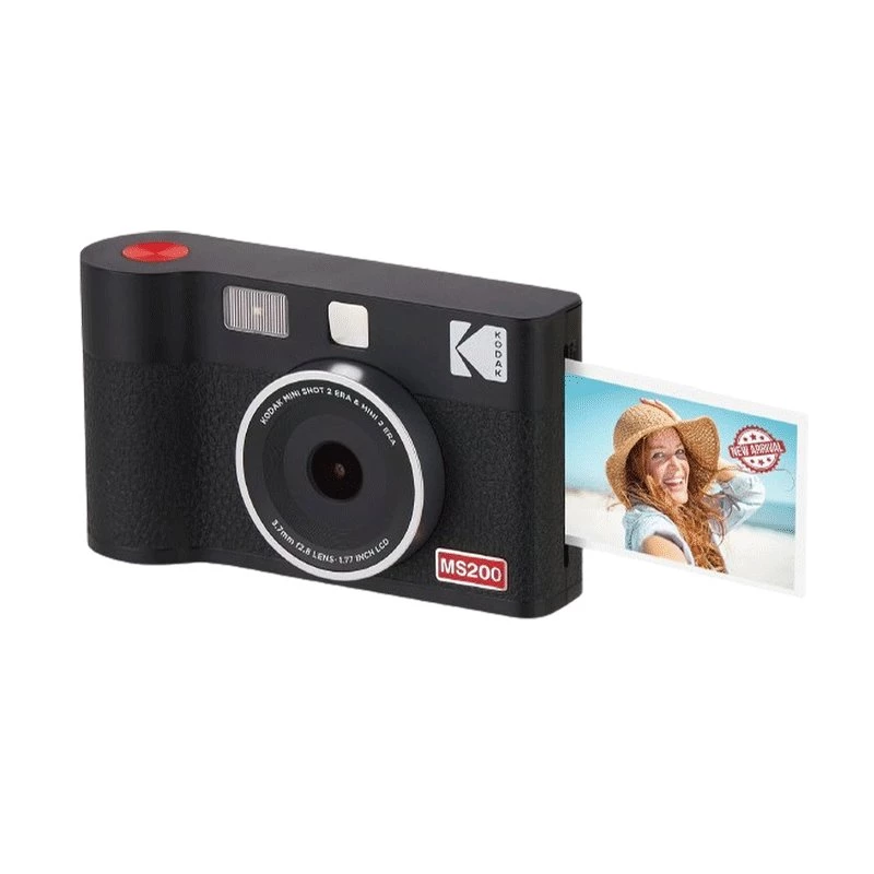 Momentinė kamera Kodak Mini Shot 2 Era – nešiojama momentinė kamera su įmontuotu spausdintuvu, juoda