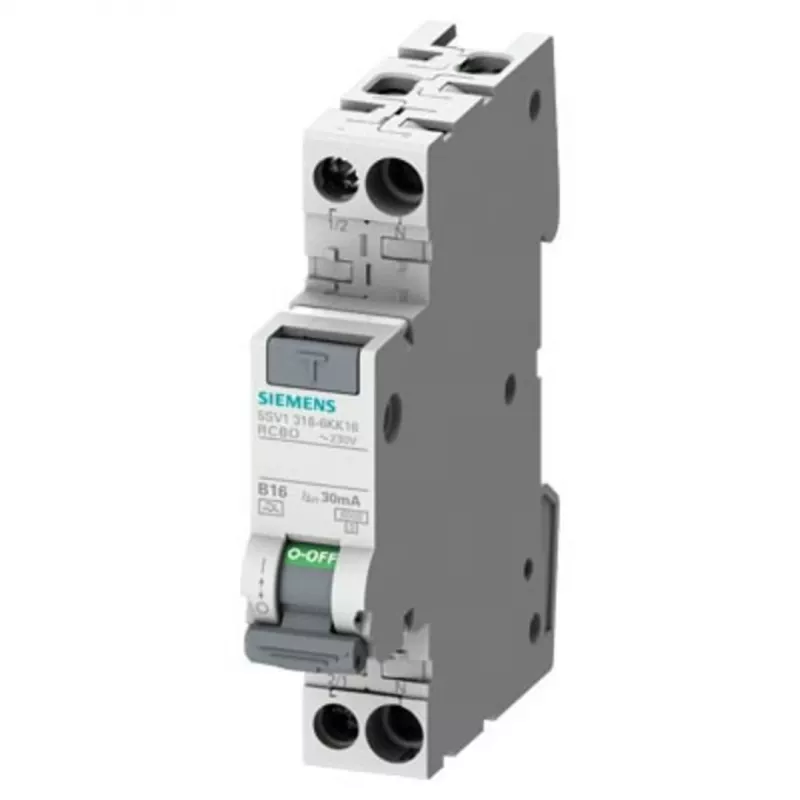 Siemens RCBO, 10A srovė, 1P+N poliai, 30mA jautrumas, A tipas, SENTRON serija