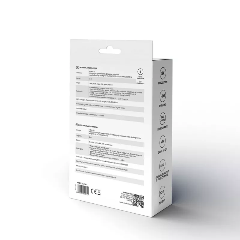 HDMI kabelis Savio CL-143 3 m