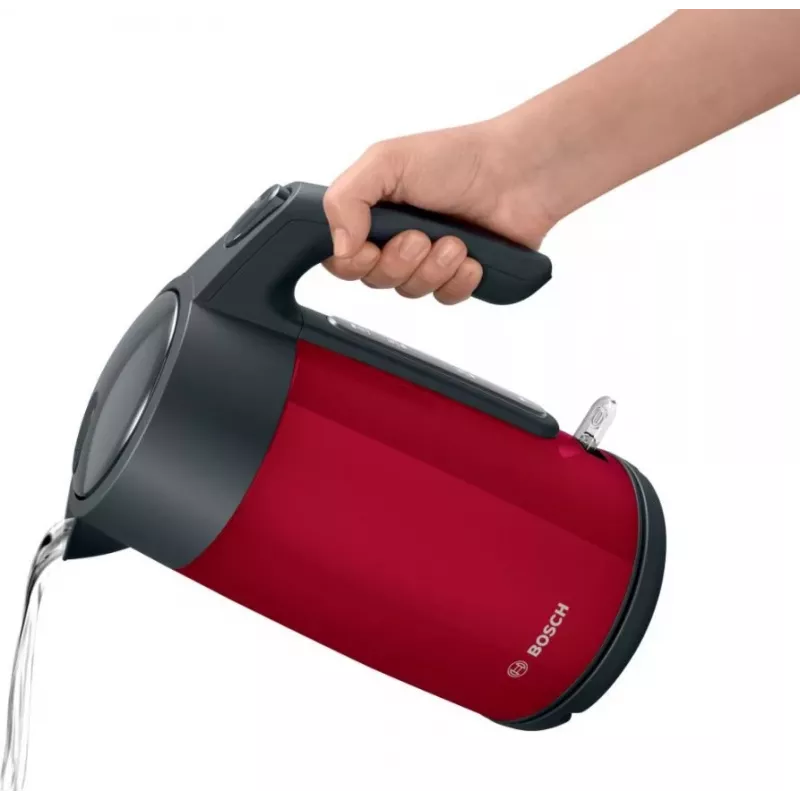 Elektrinis virdulys Bosch TWK7L464 – 1,7 l, 2400 W, raudonas, plastikinis korpusas