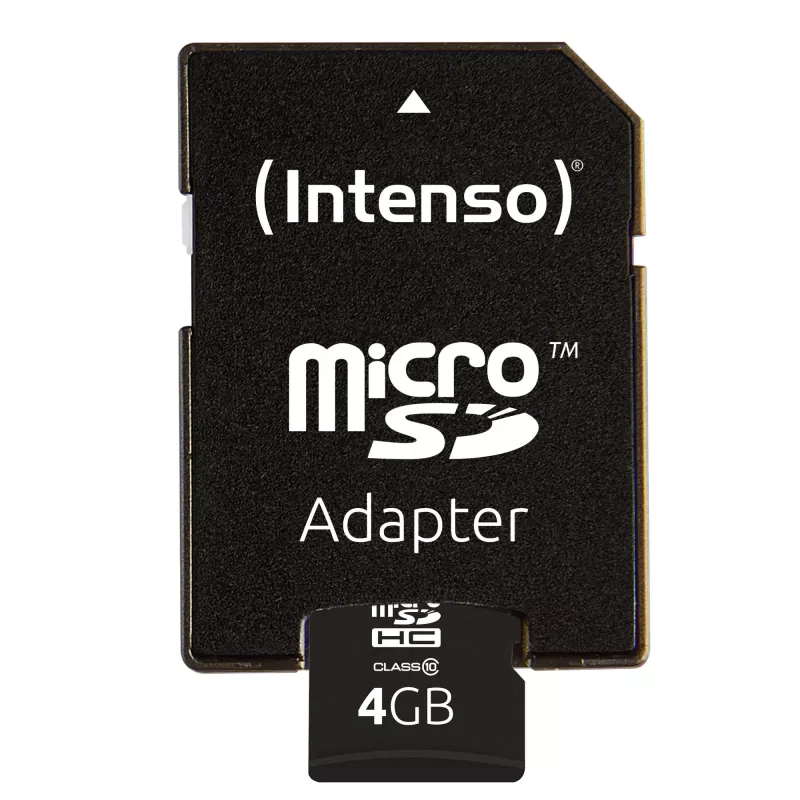 INTENSO atminties kortelė MICRO SDHC 4GB C10 su adapteriu 3413450