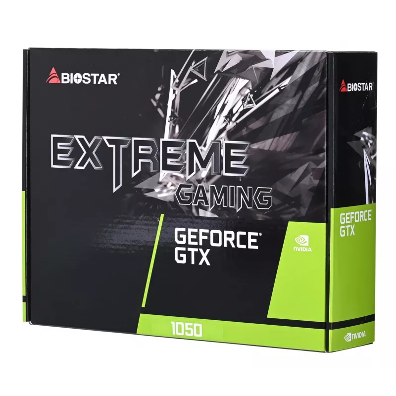 Diskreti vaizdo plokštė BIOSTAR GeForce GTX 1050 4 GB GDDR5, 1455 MHz boost, 128 bitų, PCIe 3.0, 2 ventiliatoriai
