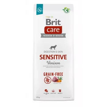 Brit Care Grūdų Neturintis Jautrus Sausas Šunų Maistas 12 kg – Bulvės ir Elniena, Suaugusiems šunims, Jautriam skrandžiui, Be glitimo ir laktozės