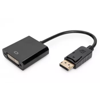 Assmann adapterinis kabelis DisplayPort – DVI (24+5) M/F, 0,15 m su užraktu, DP 1.1, UL, juodas, be ekranavimo, 32AWG (AK-340409-001-S)