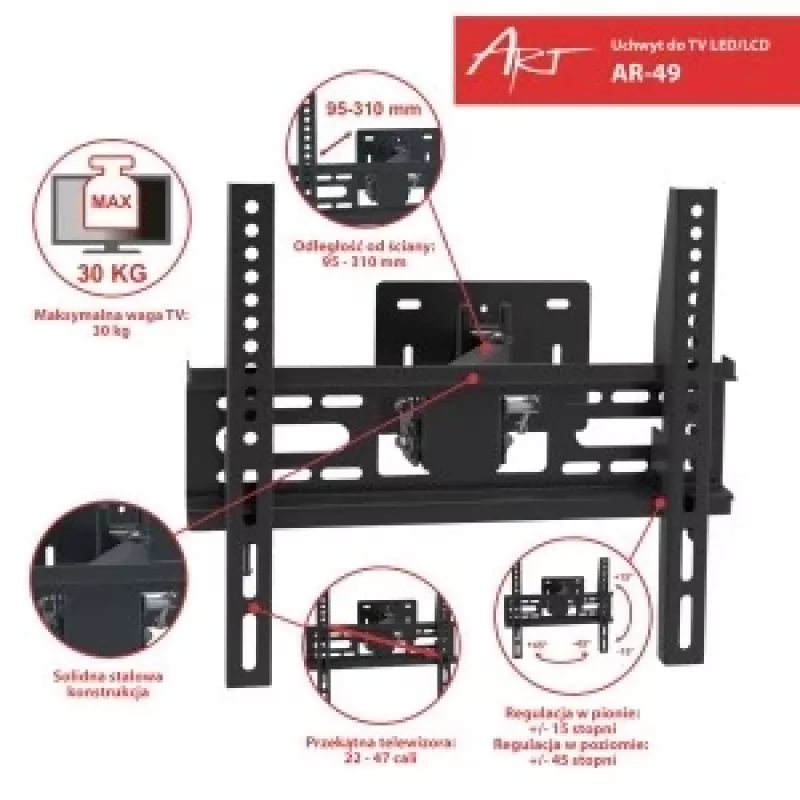 LCD rankena AR-49 22-47'' 30KG