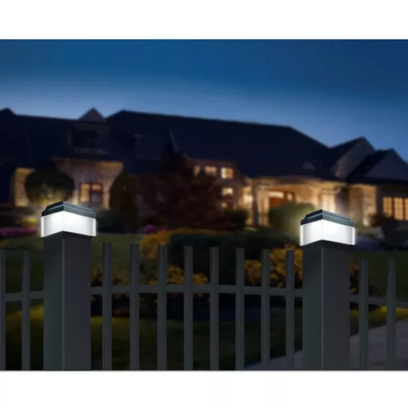 GB128 LED saulės energijos lempa tvoros stulpui, Juoda - Žalia Mėlyna