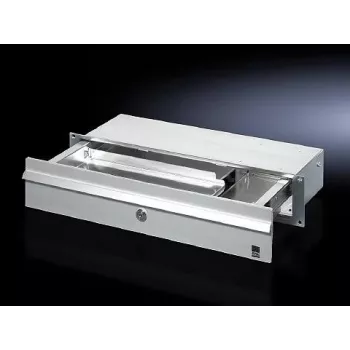 Ištraukiamas stalčius Rittal CP 6002.000 — aliuminio/plieno korpusas, 390×139×32 mm, pilkas