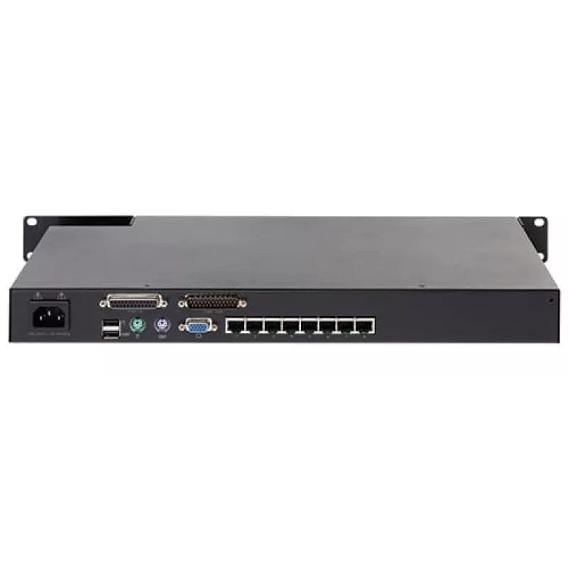KVM jungiklis APC KVM0108A, 8 prievadų PS/2 VGA, 1U stovas, 1600x1200, juodas