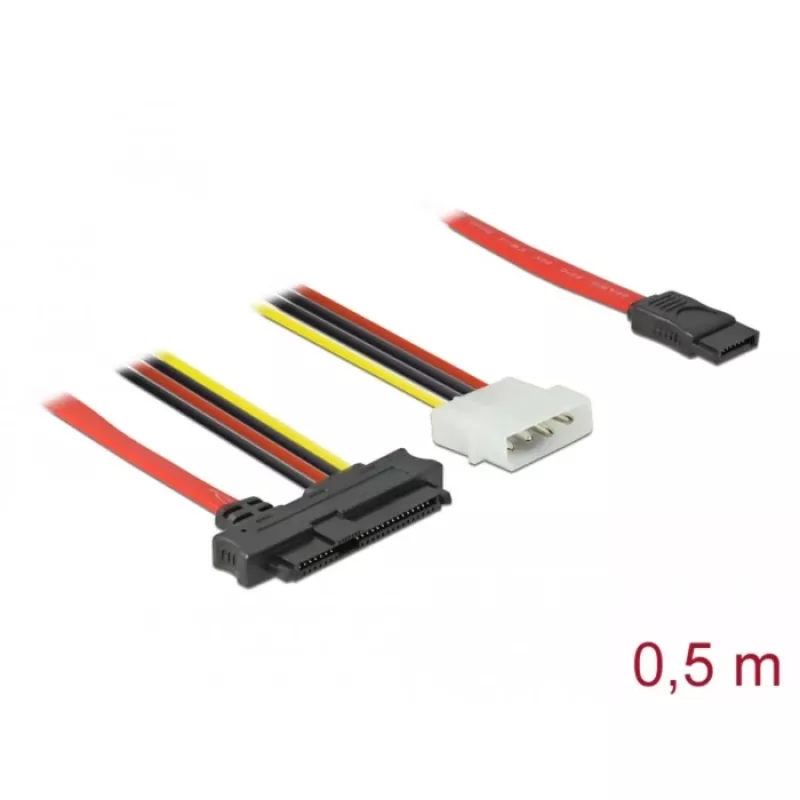 Delock SATA / SAS kabelis SAS 12Gbit/s - vidinis maitinimo 4 kontaktų, vidinis SAS, 29 kontaktų (SFF-8482) į SATA (moteriška) - 50 cm