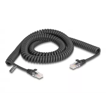DeLOCK RJ45 spiralinis laidas vyras-į-vyrą Cat.5e 3 m juodas