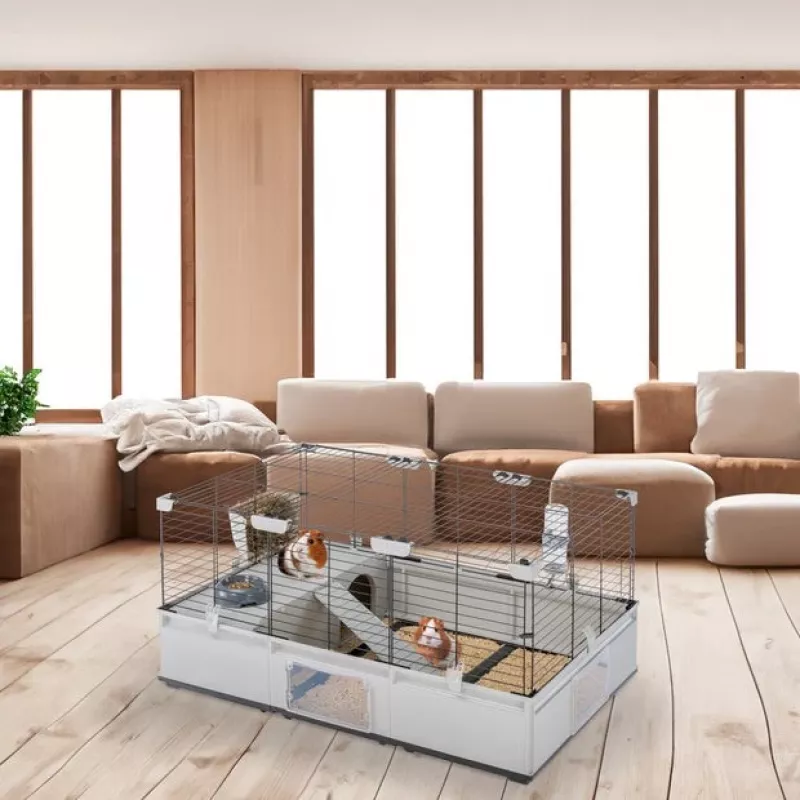 Narvas FERPLAST Modular 2 triušiams ir jūrų kiaulytėms 109x72x56 cm, metalinis, pilkas, tarpai tarp virbų 23 mm