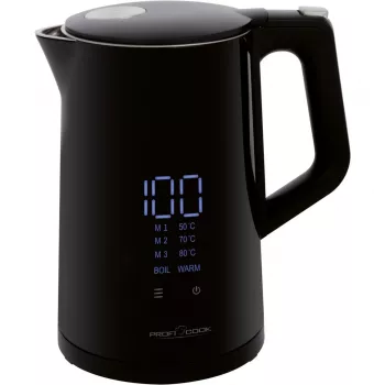 Elektrinis virdulys ProfiCook PCWKS1243 – 1,7 L, 2200 W, temperatūros reguliavimas 50–100 °C, juodas