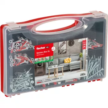 FISCHER tvirtinimo rinkinys Meister-Box XL 210 vnt. – inkarų, kaiščių ir varžtų asortimentas